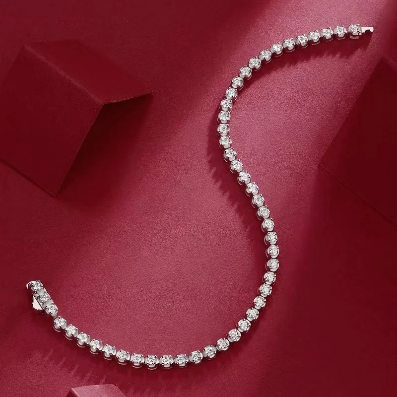 JIU ZUAN 1.92CT D Color Moissanite Tennis Bracelet Pass Diamond Tester GRA 18K White Gold Plated 925 Silver for Women