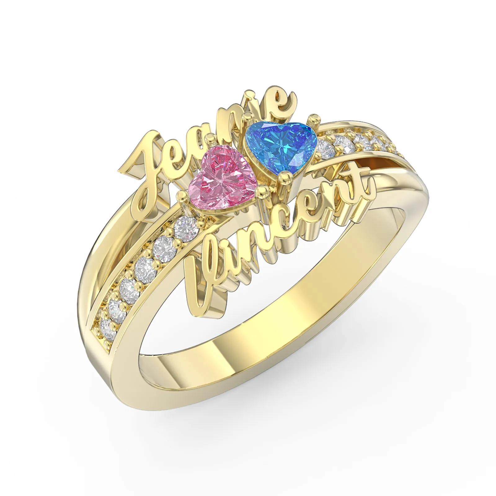 925-Sterling-Silver-Personalized-2-Names-Ring-with-Heart-Birthstone-3D ...