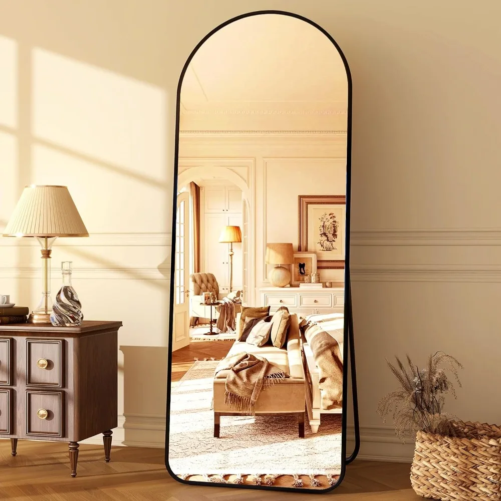 

64"x21" Arched Full Length Mirror Floor Mirrors Alloy Frame Free-Standing Wall Mounted or Leaning Large Bedroom Dressing Mirror