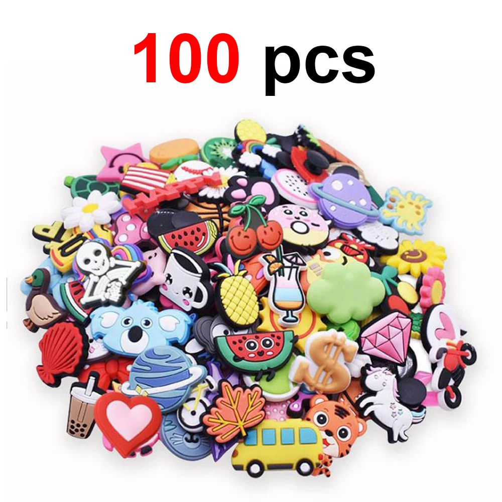 100 Pack Random Shoe Charms Decorations For Crocs Bundle Wholesale Boys Girls Kids Women