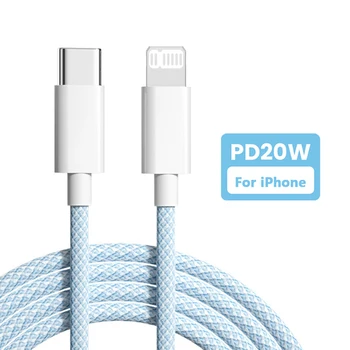 Cable PD 20W USB C para iPhone 14 13 12 11 Pro Max Xs 8 Plus iPad Cable 3A Cable de carga rápida Cable de datos tipo C para iPhone 1