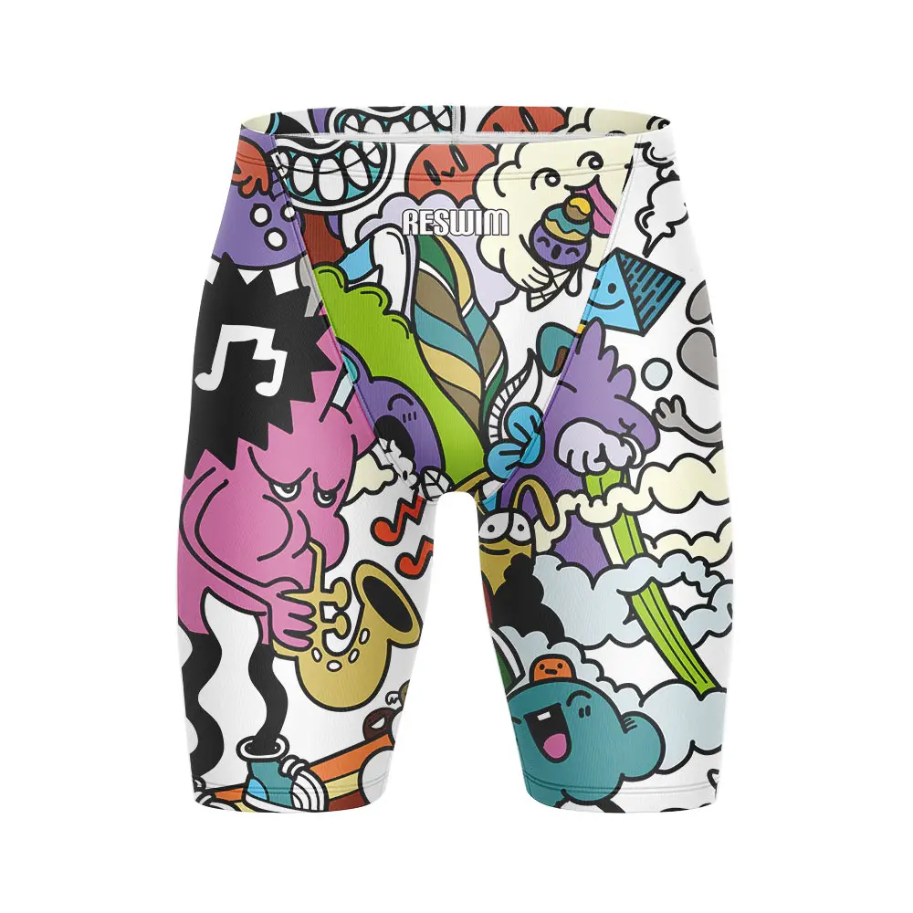 Men's Performance Jammers Swimsuit Swimming Trunks Athletic Training Swimwear UV Protection Contest Sports Rash Guard Pants