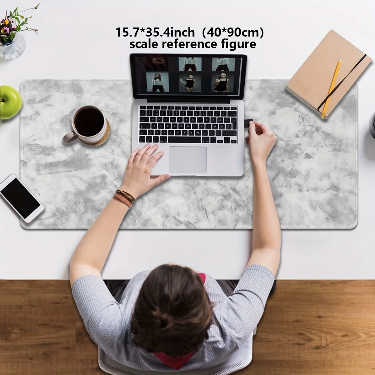 Elegant Grey Desk Mat: Non-Slip Surface for Gaming & Office, Large Minimalist Design
