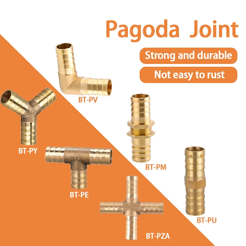 

10pcs Connector Copper Pagoda Air Fuel Water Tube Brass Barb Pipe Fitting Barbed Joint Coupler Adapter For 4mm 5 6 8 10 12