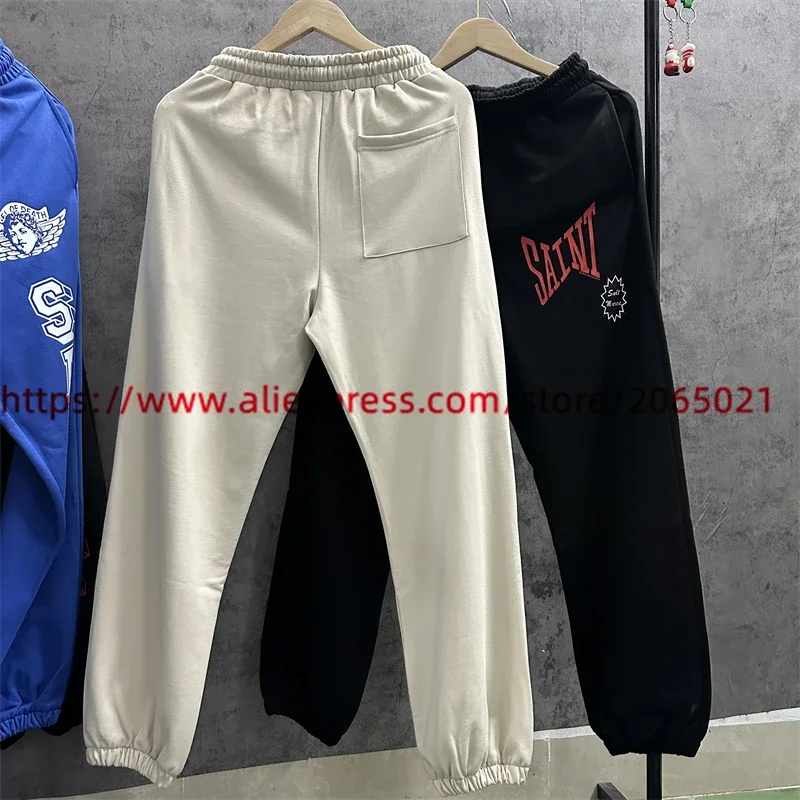 Description Picture 3 of itemSaint Michael Boxing Logo Print Sweatpants Men Women Jogger Drawstring Trousers Casual Pants