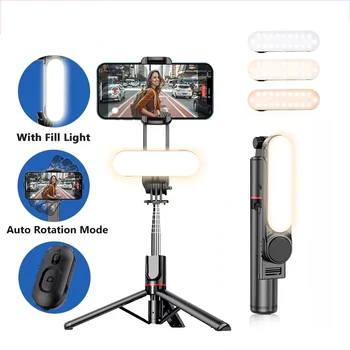 Treppiede pieghevole per selfie Bluetooth senza fili con luce LED per selfie e otturatore remoto per foto, video e riprese dal vivo con il cellulare