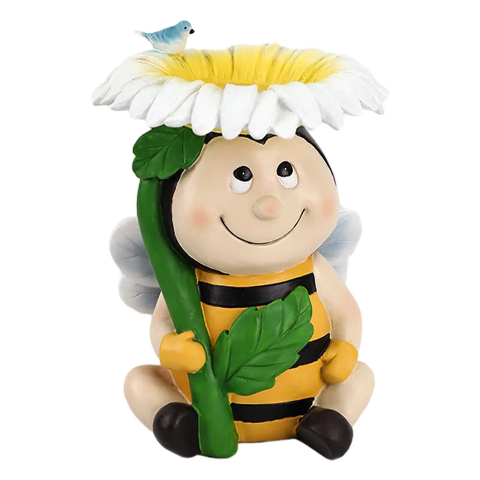 Bee Garden Statue Bird Feeder Creative Cartoon Cute Ornament Animal Figurine Bird Bath for Patio Yard Porch Farmhouse Home Decor