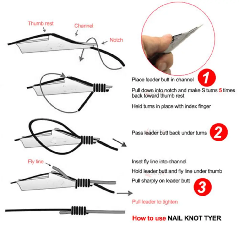 Stainless Steel & Plastic Quick Nail Knot Tying Tool & Loop Tyer Hook Tier for Fly Fishing Tackle