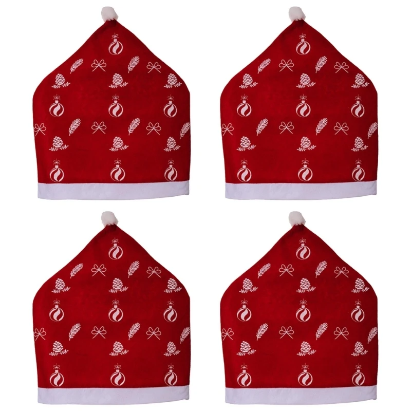 

Christmas Red Chair Covers 4 Pcs Dining Chair Slipcovers Santa Red Hat Design