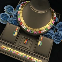 Luxury Women's Jewelry 4-Piece Set Necklace Earrings Ring Bracelet Fashion Gold Plated Gift for Dubai Saudi Women Party Jewelry