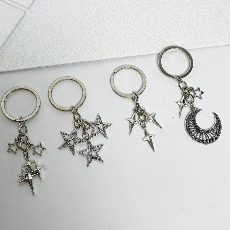 

Trendy Star Moon Key Rings Pendant Acrylic Car Keys Bags Keychains Accessories