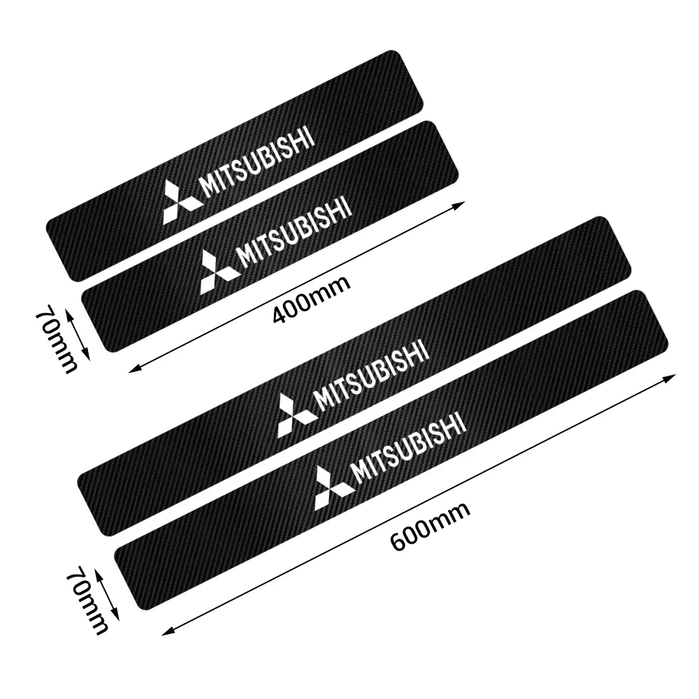 Car Sticker 4Pcs Car Door Carbon Fiber Sill Scuff Plate Decoration Sticker For Mitsubishi Space Star Lancer 9 Outlander Xl Eclipse Cross Asx