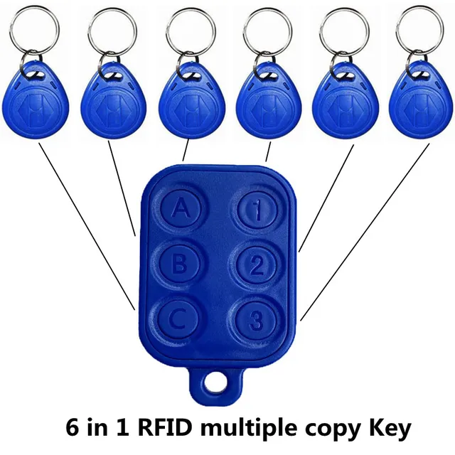 6 in 1 RFID Multiple Keyfob 125khz T5577 EM Writable IC 13.56Mhz M1k S50 UID changeable CUID Complex Keychain Tag Card 4