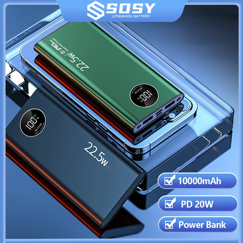 

10000mAh Power Bank PD 20W Fast Charging Large Capacity External Battery Portable Charger For iPhone Xaiomi Mobile Power Supply
