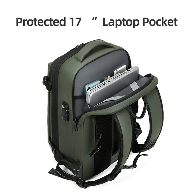 Men Travel Backpack 17 inch vacuum compression Laptop Backpack 5