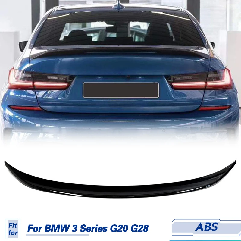 자동차 리어 트렁크 스포일러 윙, ABS 광택 블랙, BMW 3 시리즈 G20 G28 G80 M3 세단 2019 2023 리어 스포일러 부트 리드 윙 립