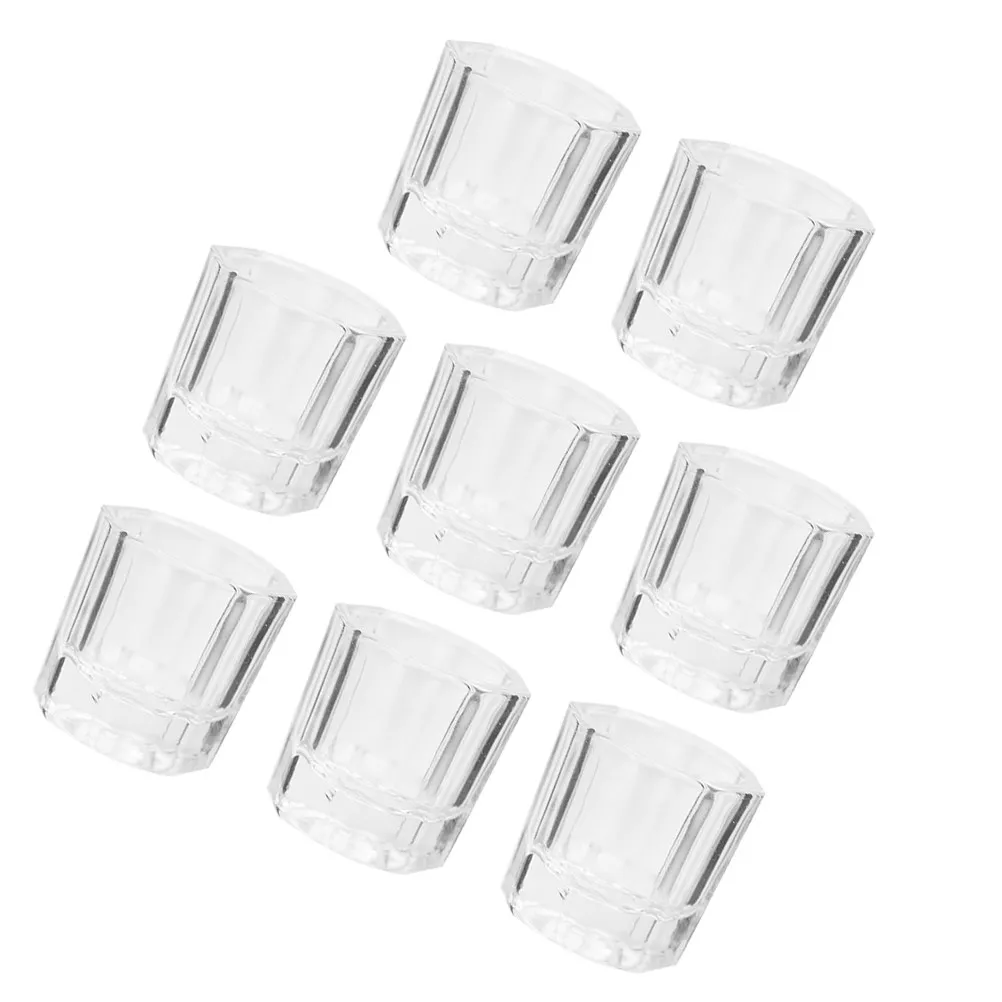 8Pcs 매니큐어 유리 컵 고품질 재사용 가능한 네일 액체 용기 파우더 믹싱 컵 전문 네일 아트 용품