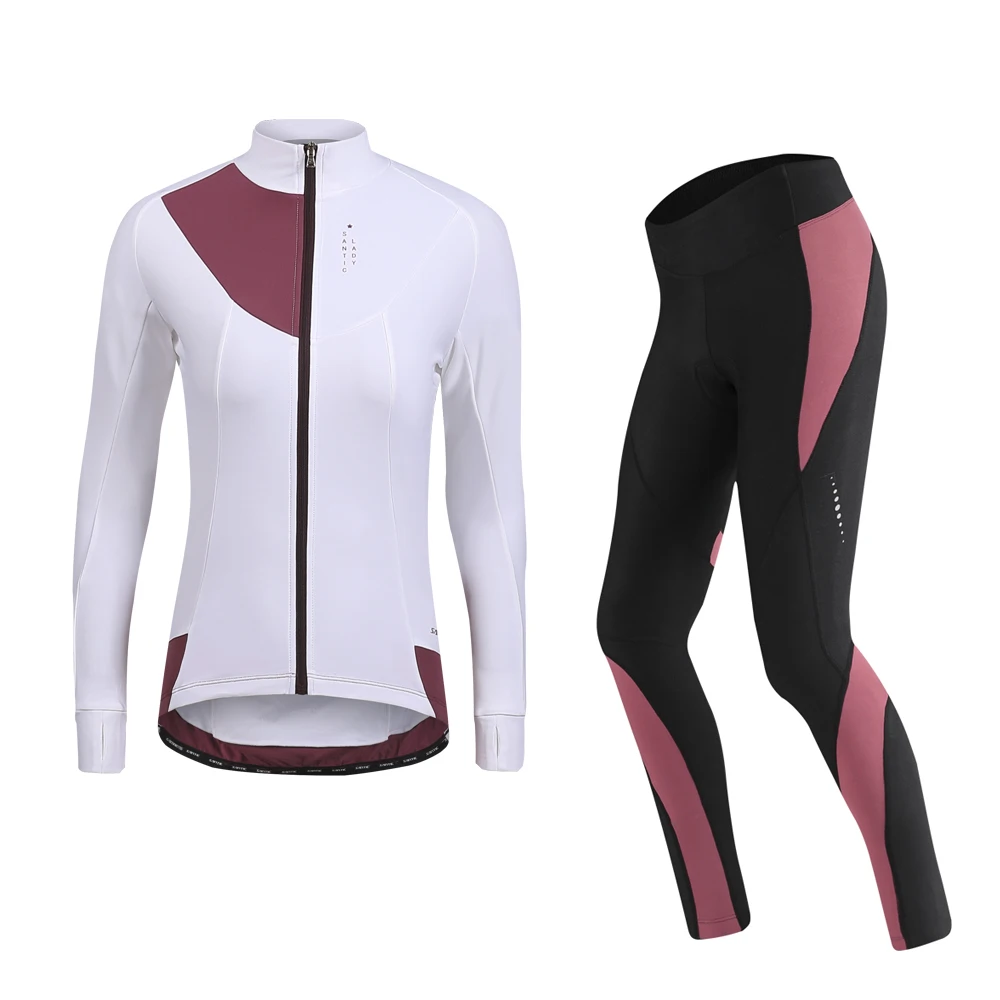 

Santic Jersey Sets Women's Winter Windproof and Warm Riding Equipment Anti Sweat Thermal Fleece Riding Suit Full Zipper