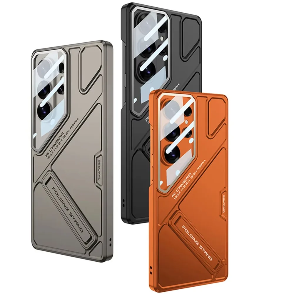 Premium Shockproof Geometric Case with Foldable Kickstand & Camera Lens Protection