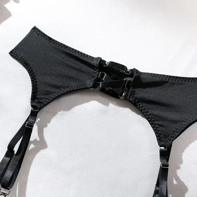 Cut Out Bow Lingerie Set with Garter and Gloves 15