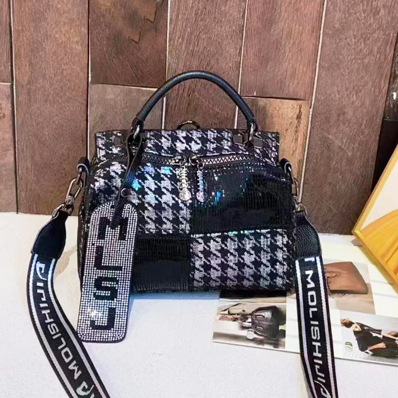 

Real Leather Women Handbags Luxury Designer Sac A Main Femme Trend Crossbody Bags for Women Houndstooth Ita Bag Shoulder Sac