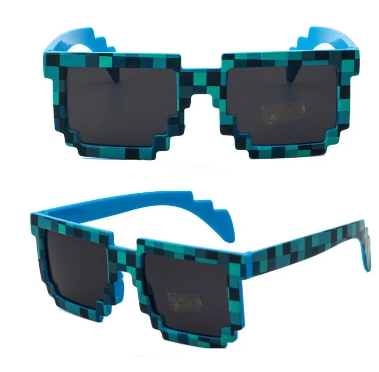 Description Picture 6 of itemKids Fashion Sunglasses Funny Cos Play Action Game Toy Minecrafter Square Glasses Pixel Mosaic Children's Gift