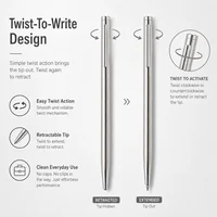 5/10/20Pcs Stainless Steel Ballpoint Pens, Silver Metal Medium Nib Smooth Twist Writing Pens for Office School 5