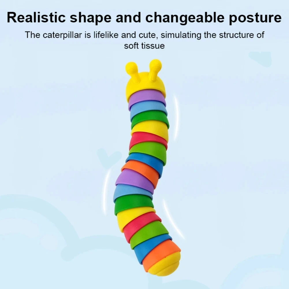 Funny Fidget Slugs Articulated Sensory Slug Toy Realistic Worm Caterpillar Fidget Toys for Kids Adults ADHD Autism Stress Relief 5