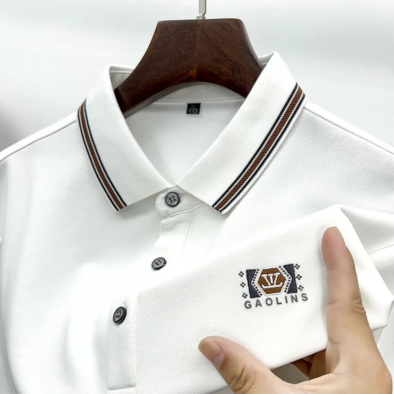 

High Quality Lapel Men's Polo Shirt With Embroidered Decals Long Sleeved Shirt Business Casual New Autumn/Winter Men's Clothing