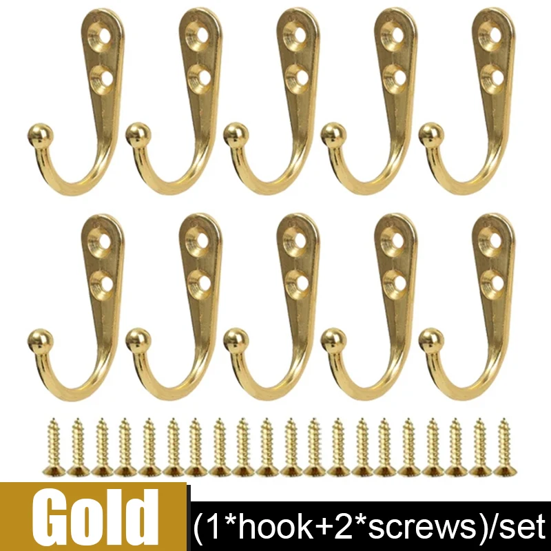 Alloy Wall Mounted Hooks with Screws for Versatile Home Organization and Storage