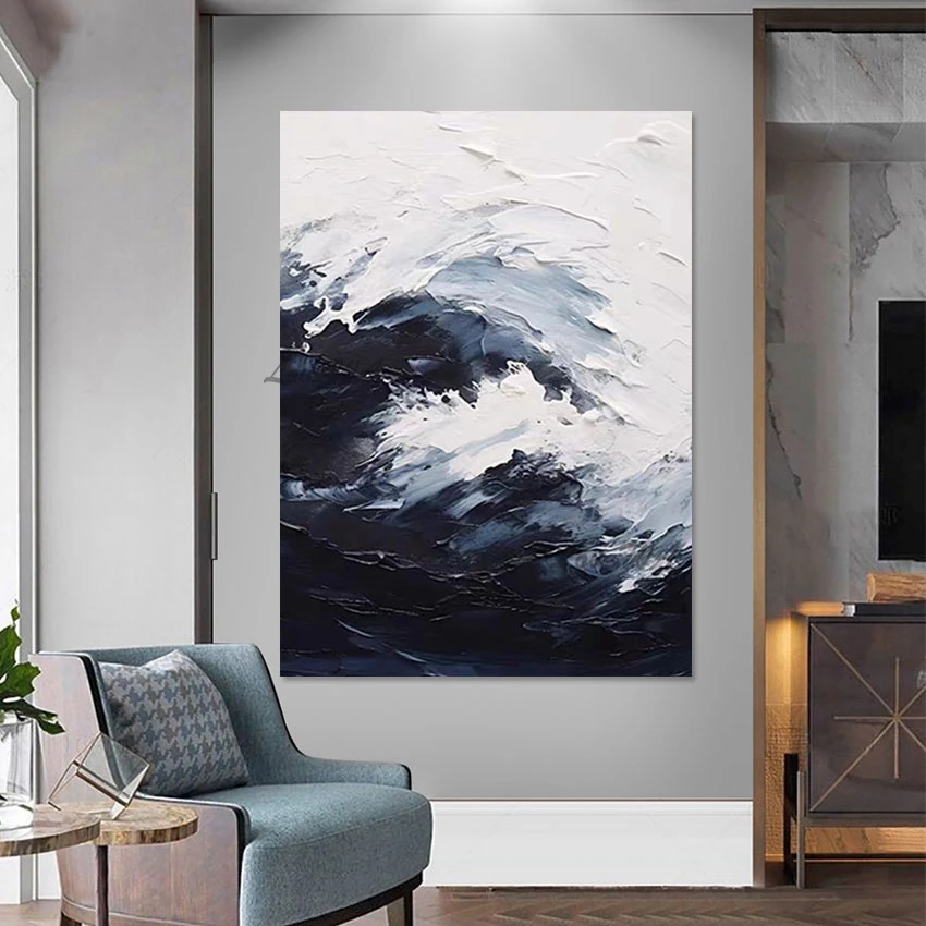 

Thick Texture Art Wall Decor Modern Abstract Black And White Home Furnishing Decoration Artwork Canvas Picture For Living Room