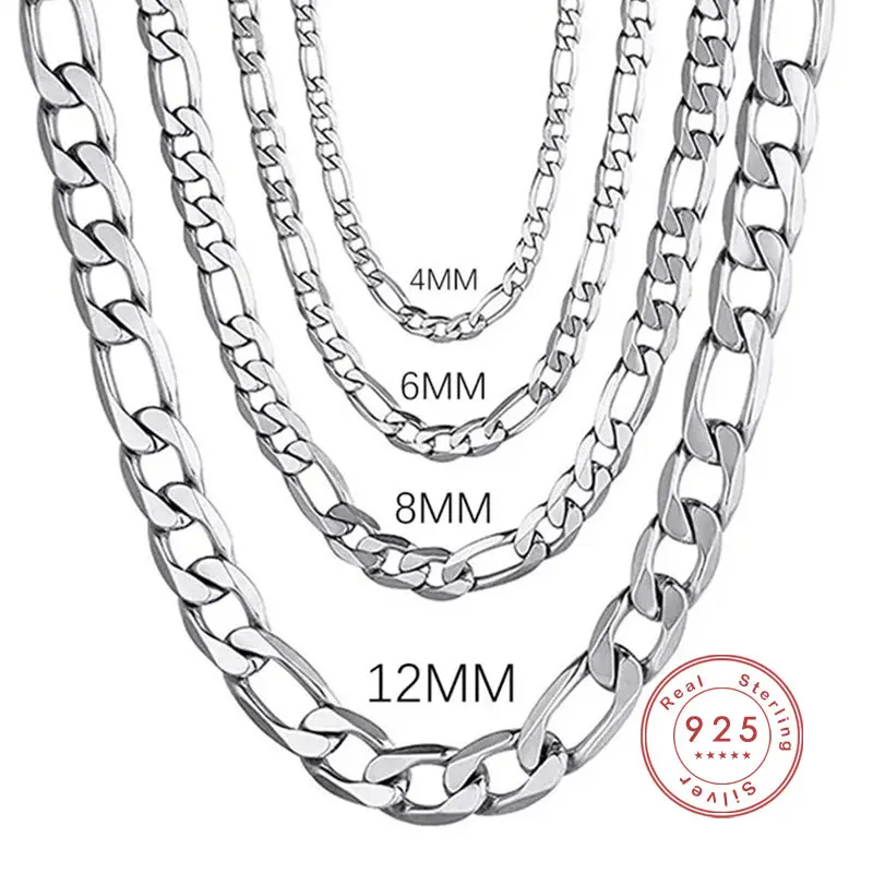 Collier Chaîne Figaro En Argent 925 Plaqué Or Rose - Longueur 40-75 Cm, 4 Mm, Unisexe
