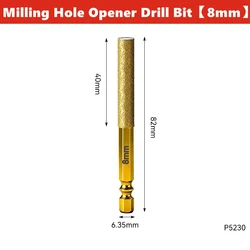 Diamond Brazed Drill Bit Set for Granite, Ceramic, Marble, Tile, and Stone (8mm)