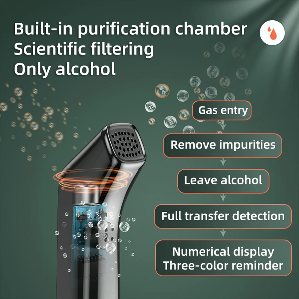 Air Blowing LCD Display Detector Portable Alcohol Breath Tester Breathalyzer Test Non-Contact Breath Alcohol Tester