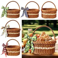Willow Rattan Flower Basket Small Storage with Handle Sturdy Flower Arrangement Basket Fruit Handmade Rattan Basket Picnic 1