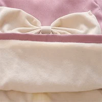 Winter Baby Girl Fleece Dress Bow Soft Standing Neck Solid Color Thickened And Warm Retro Baby Dress 6