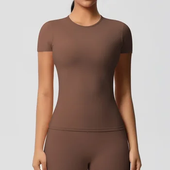 Solid Color Compression Shirt Women 2025 Women's Sweatshirt Sports T-shirts Woman Gym Yoga Top 1