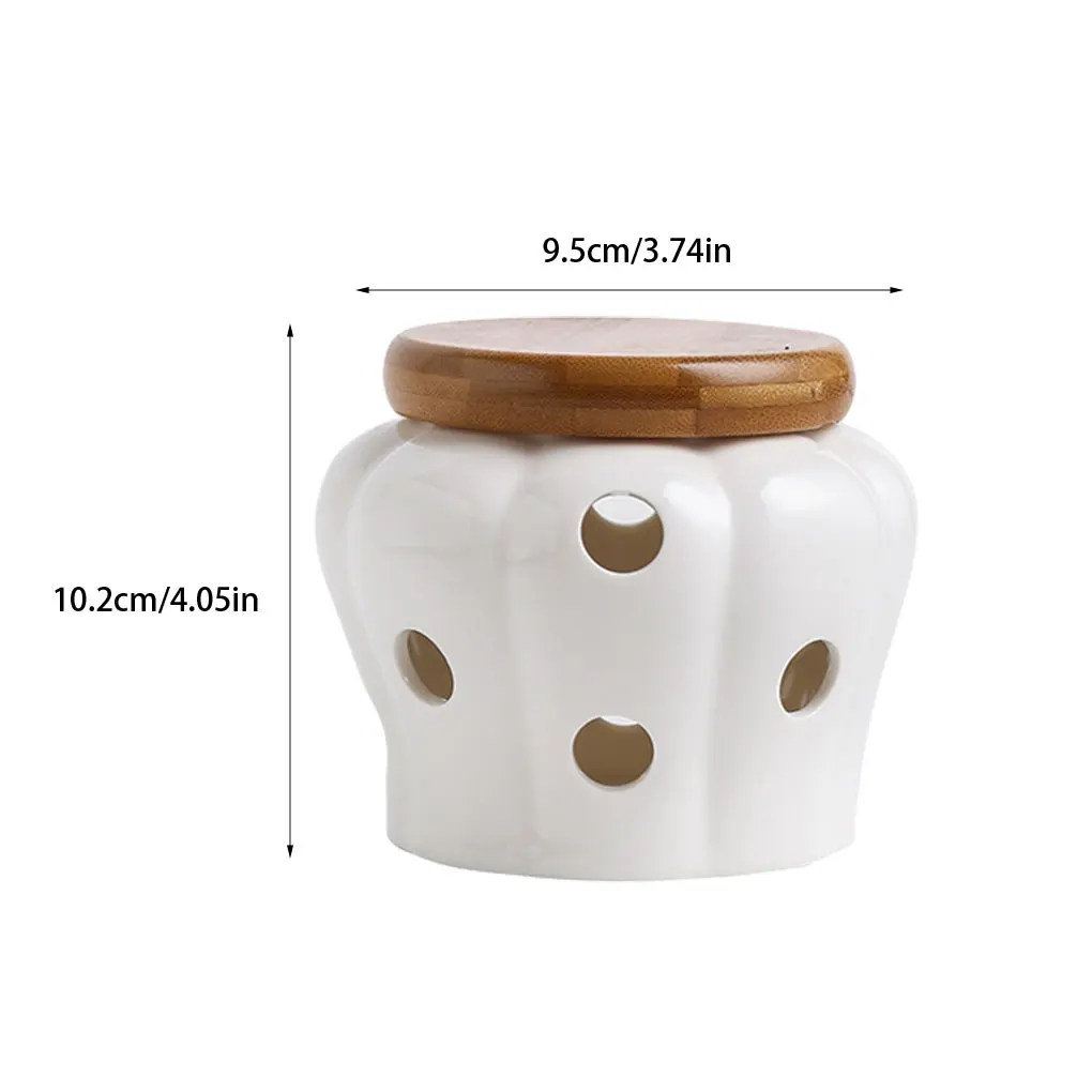 Ceramic Garlic Storage Container Ceramic Garlic Storage Jar Easy To Clean Kitchen Organizer Wide Application Hollow Ceramics