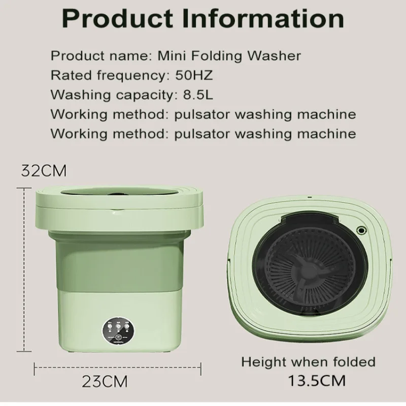 Home Fully Automatic Mini Washing Machine Portable Folding Travel Underwear Socks Washing Machine - Image 6