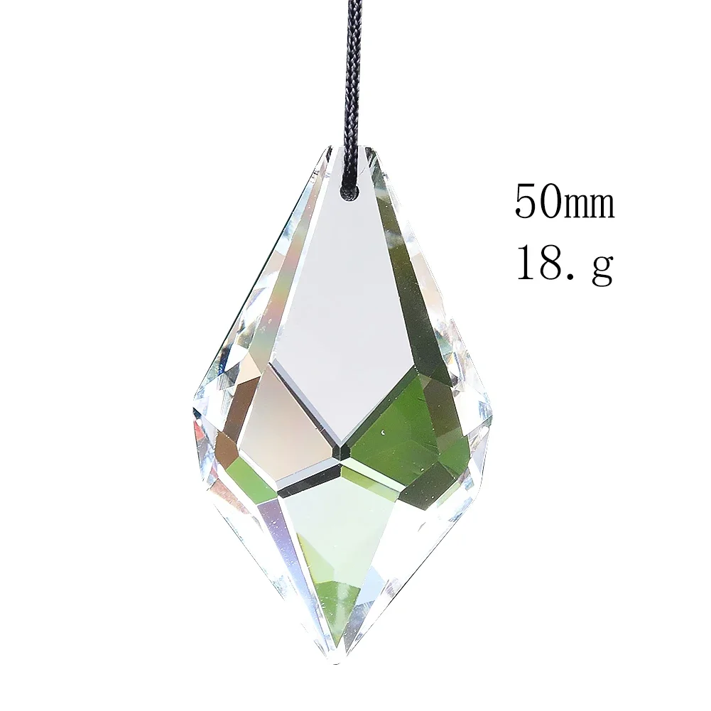 50MM Chubby Arrowhead Clear Glass Crystal Pendant Faceted Prism Aurora Sun Catcher Dangle Chandelier Lamp Dangle Garden Hanging