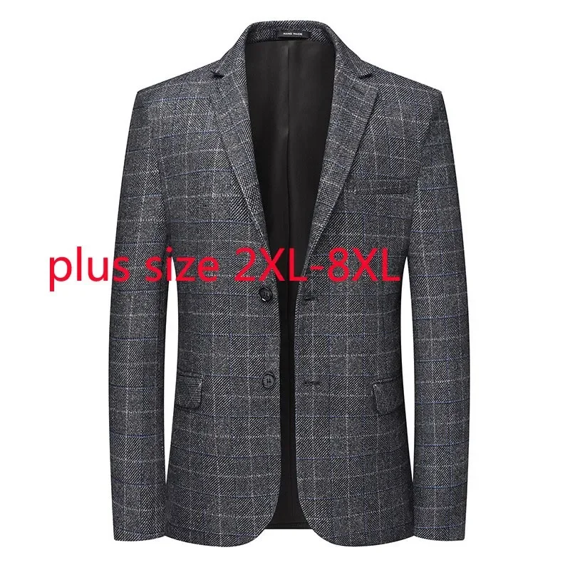 Men Fashion Casual Plaid Printed Spring And Autumn Blazers Suit Plus Size 2XL 3XL 4XL 5XL 6XL 7XL 8XL men blazers