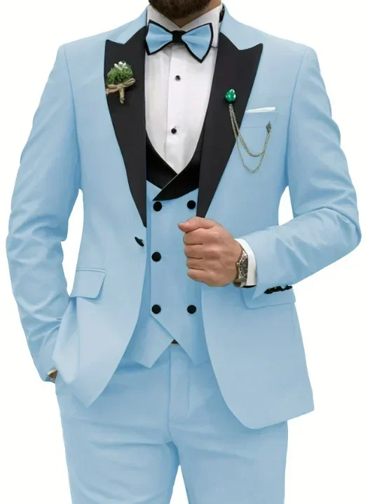 Casual Business Men's Suit Three-piece Bridegroom Best Man Wedding Banquet Dress Costume Homme Trajes Elegante Para Hombres mens suits
