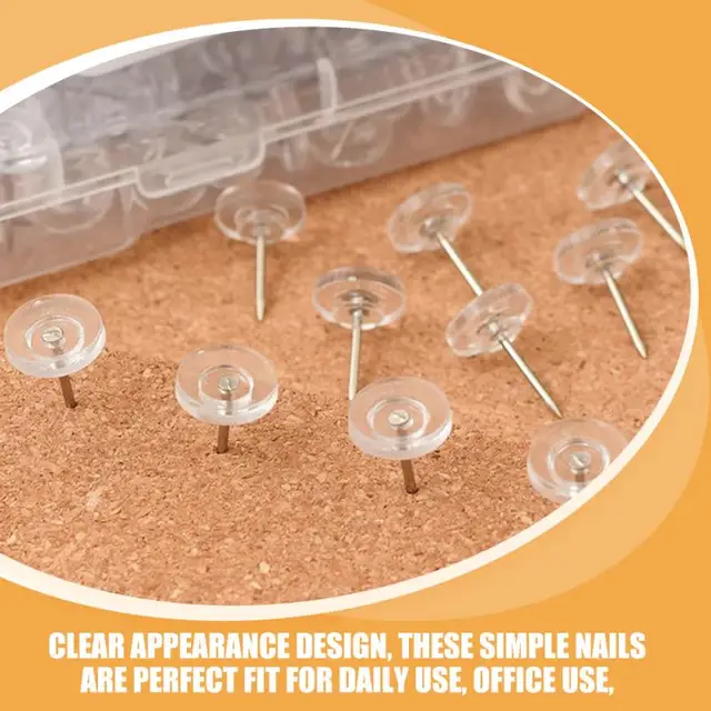 U Brands Clear Push Pins - 200 Count Thumbtacks For Bulletin Boards & Office