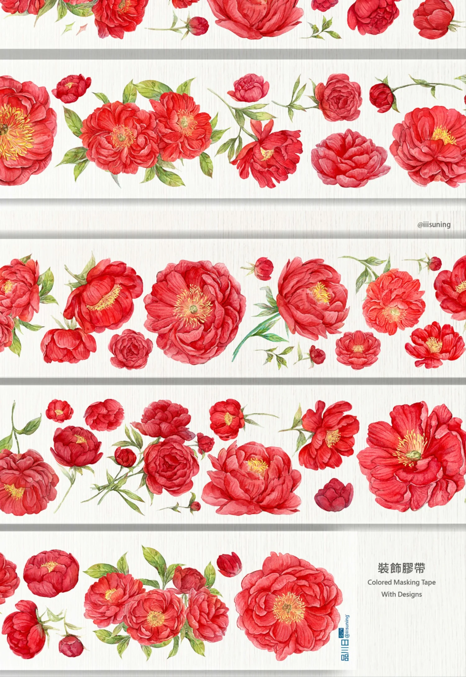 

1 Loop Red Flower PET Tape Journal Decoration Collage