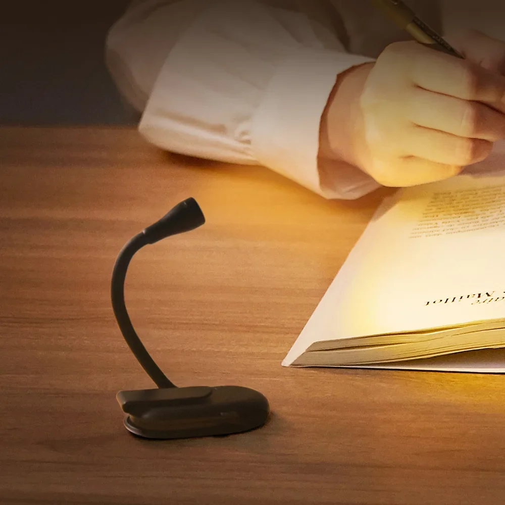 Steplessly Dimmable LED USB Book Lamp with 3 Color Modes