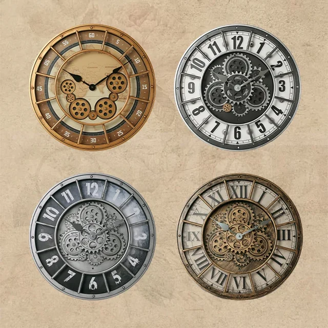 Fashions Gears Industrial Retro Wall Clock – Silent Quartz Decorative Clock 5