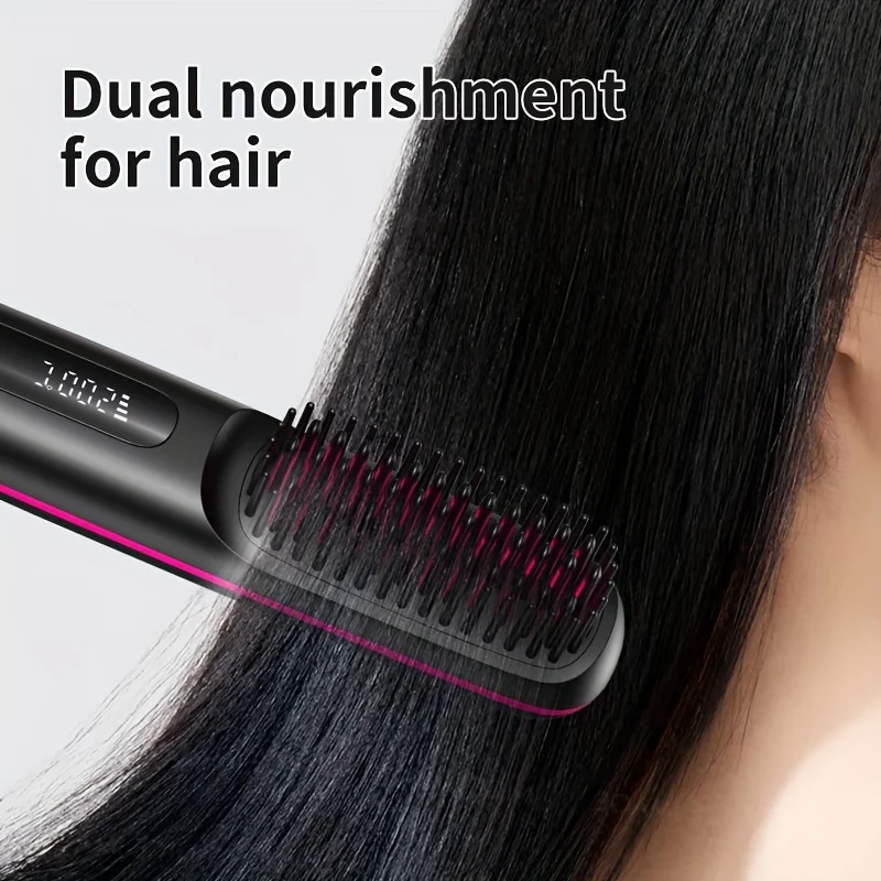 Xumtom Usb CeramicHeating Straight Hair Comb Wireless Portable Negative Ion Styling Tool Rechargeable Straightening Brush