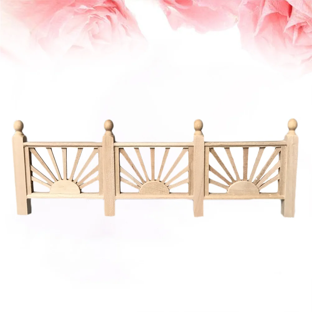 

1Pc Railing Model Balcony Fence 1/ 12 Wooden Handrail Fence for House Kids