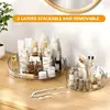 360 Rotating Makeup Organizer, Lazy Susan Turntable Cosmetics Storage Tray, 2 Layers Round Spinning Holder Organizer Case for 4