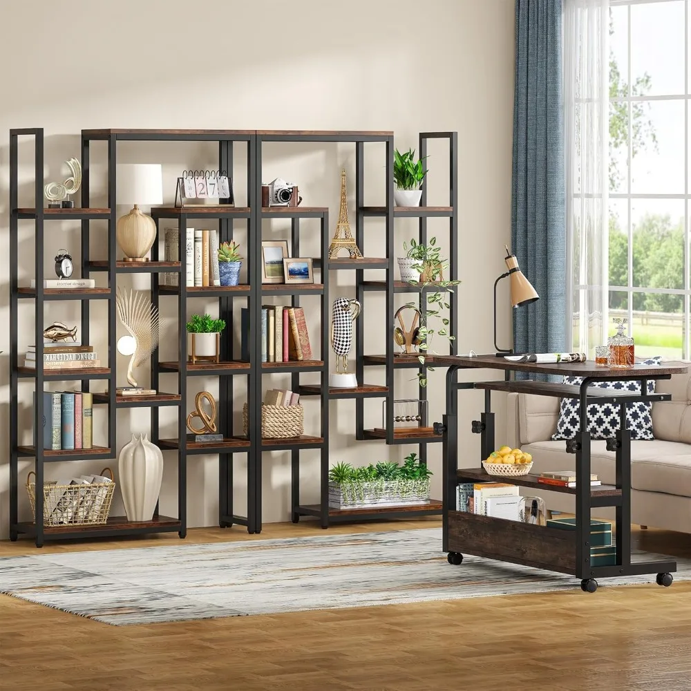 6-Tier Bookshelf 70.9 inch Tall Bookcase 2 Pack, Vintage Industrial 12-Shelf Display Shelves Book Storage Organizer 4